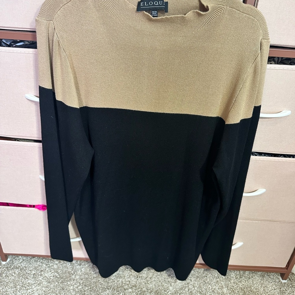 Eloquii Men's Crewneck Sweater in Camel and Black